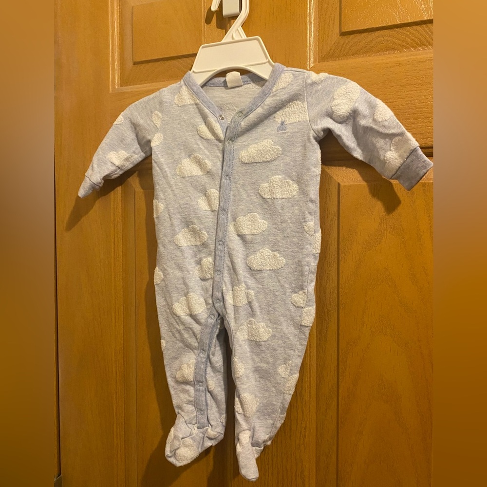 Blue and White Cloud Patterned Kids One Piece